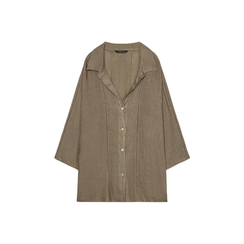 ZARA ZW Series Shirt Women's Brown/Dark Taupe-0