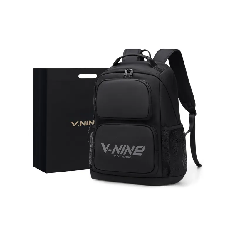V.NINE Fabric Laptop Bag Backpack Regular Unisex Light Sand/Obsidian Black-7