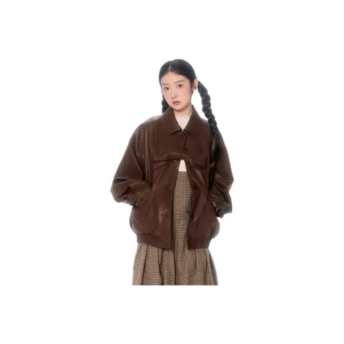 HUOLIDEDITU Jackets & Coats Women's Brown