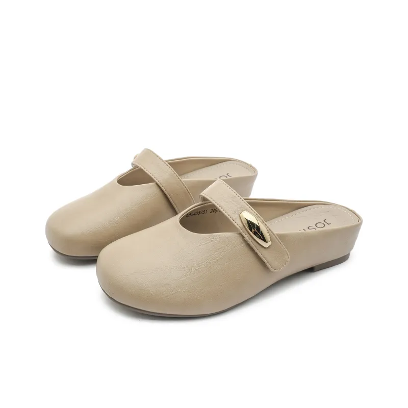 JOSINY Leather Patchwork Abrasion Resistant Slip Resistant Quick Dry Closed Toe Slippers Women's Khaki-1