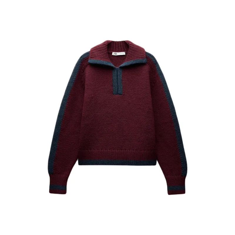 ZARA Knitwear Women's Burgundy Red-0
