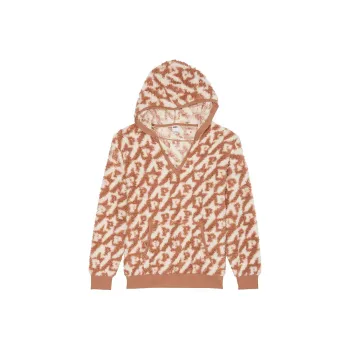 Victoria's Secret PINK Cozy Fleece Pullover Hoodie/WS/TL Sweatshirt Women's White Shell/Toffee Logo