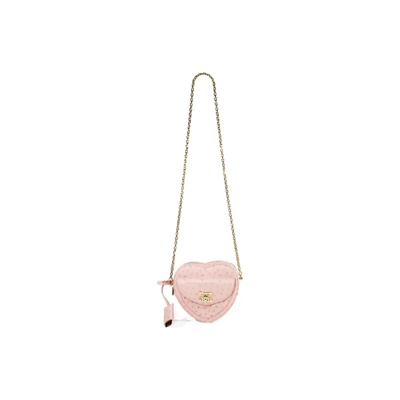 COOGI Cow Leather Heart Shaped Bag Shoulder Bag Trumpets Women's Pink-5