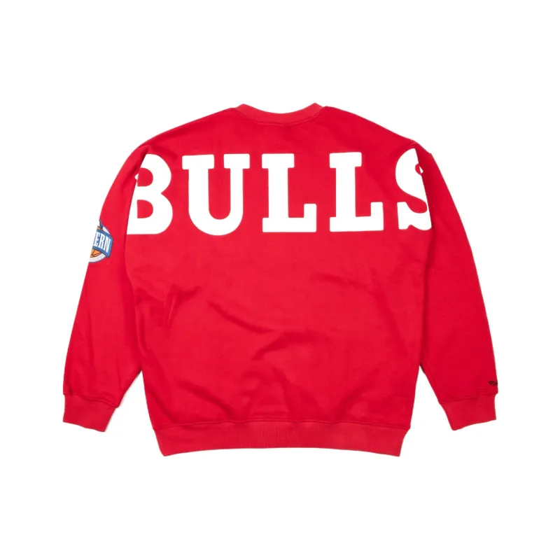 Mitchell & Ness x NBA There And Back 2.0 Crew Fleece Sweatshirt Unisex Bull Red-1