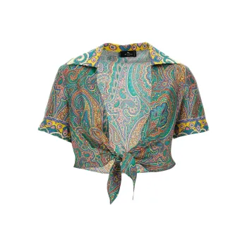 ETRO Paisley Printed Cropped Beach Cover Up