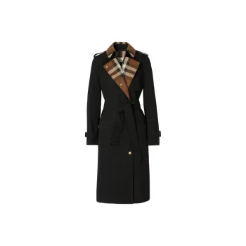Burberry Check panel Gabardine Trench Coat