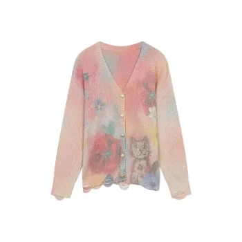 ELF SACK Knitwear Women's Cat Flower Multicolor