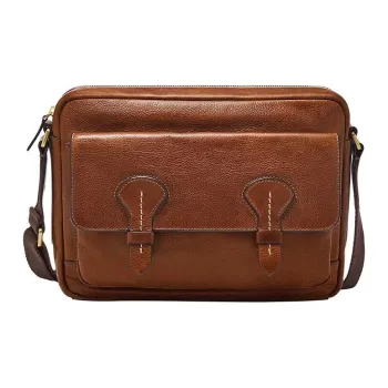 FOSSIL Leather Shoulder Bag, Crossbody Bag Men's Medium Brown