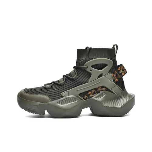 BIANSULONG Cushioning, Slip Resistant, And Abrasion Resistant High Top Chunky Sneakers Men's Army Green