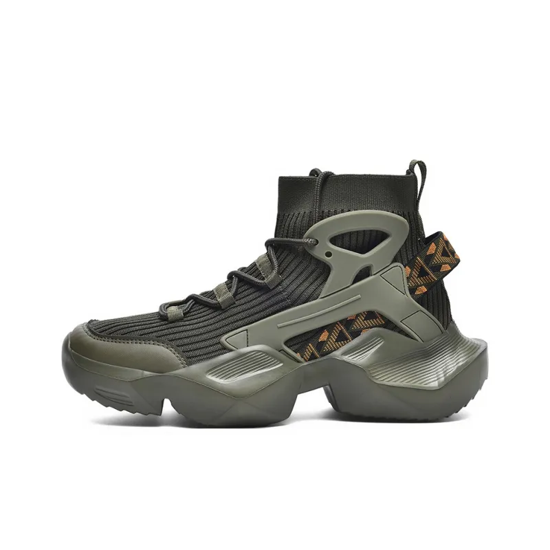 BIANSULONG Cushioning, Slip Resistant, And Abrasion Resistant High Top Chunky Sneakers Men's Army Green-0