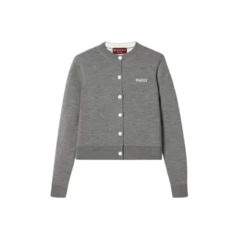 GUCCI Logo Embroidered Button Up Cardigan