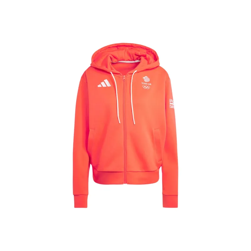 Adidas UK Training Top Olympics Collection Team GB Hoodie Sweatshirt Women's Bright Red-0