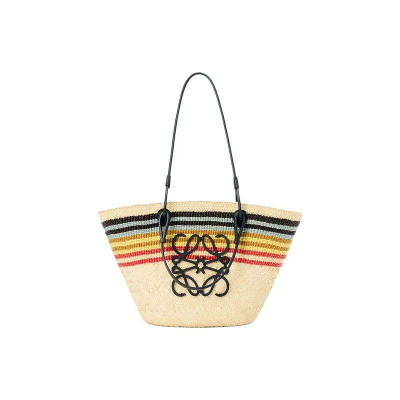 LOEWE Anagram Basket Palm Leaf Tote Bag, Shopping Bag, Shoulder Bag Medium Size Women's Natural & Multicolor-0