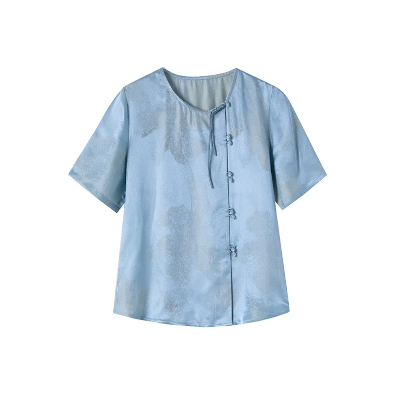 Yi Mengyuan Short Sleeved Silk Shirt Women's-5