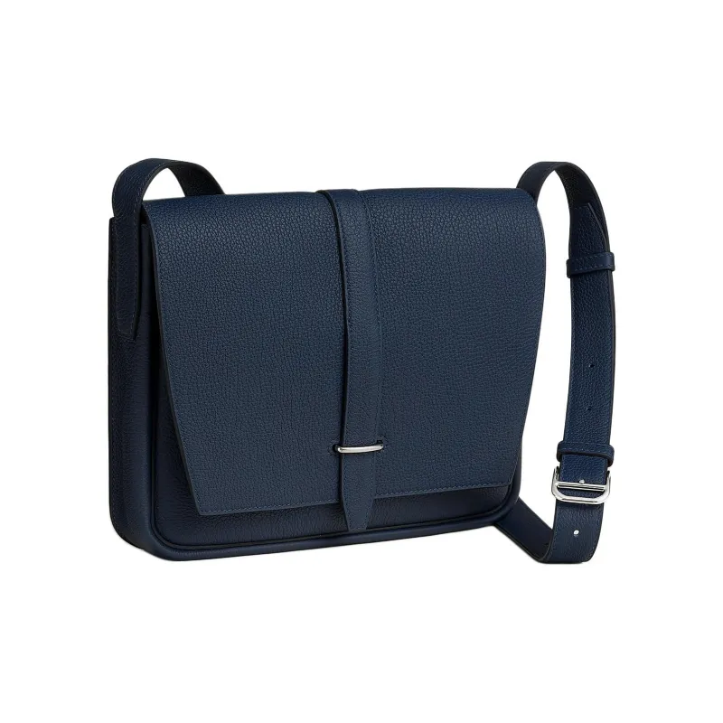 HERMES Steve Light Junior Togo Calfskin Messenger Bag, Shoulder Bag Women's 7K Bleu Abysse Deep Sea Blue-1