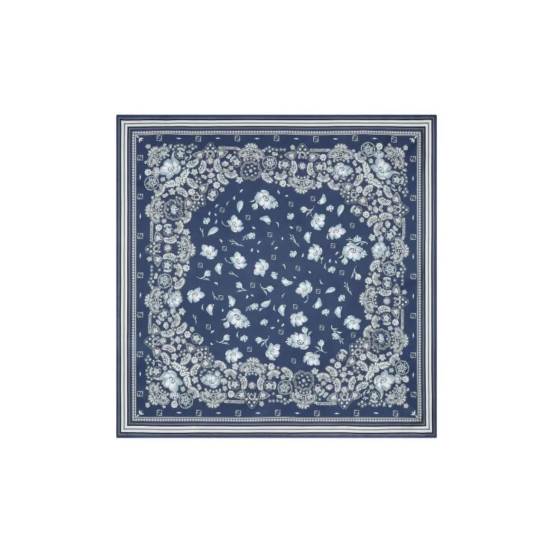 FENDI Mulberry Silk Scarves Women's Blue-0