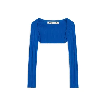 Open Yy PLEATED BOLERO CARDIGAN Knitwear Women's BIUE/Blue