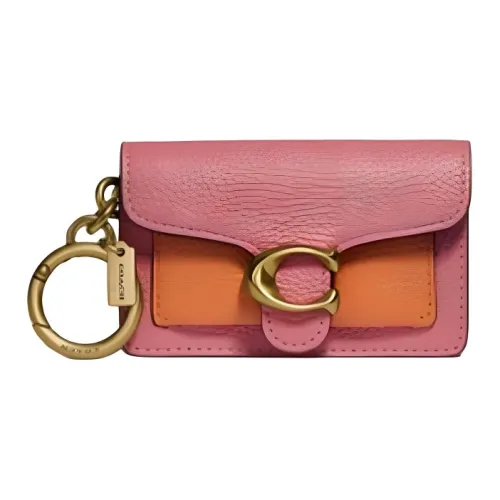 COACH Tabby Polished Pebbled Leather Wallets Coin Purses Mini Women's Pink
