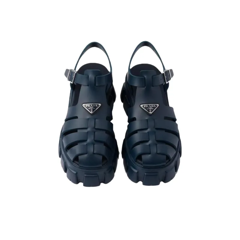 PRADA Monolish Roman Sandals 5.5cm Men's Blue-4