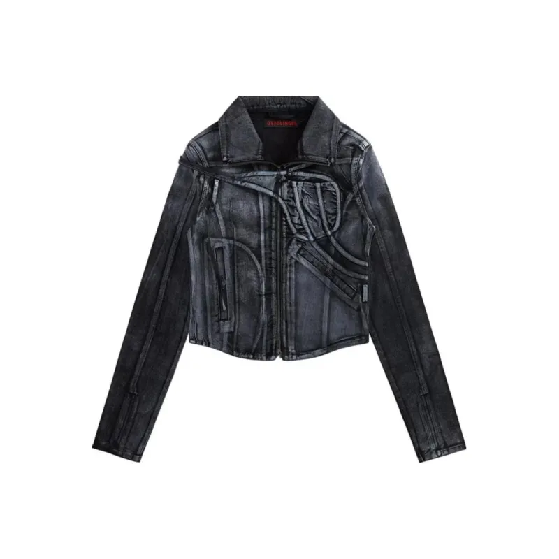 Ottolinger Fitted Denim Jacket 'Black/White'-0