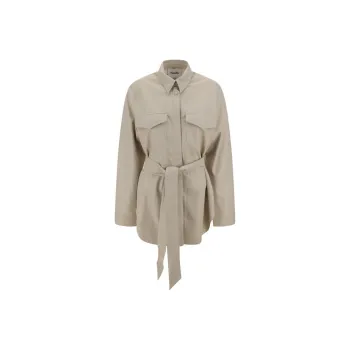 NANUSHKA Belted-Waist Buttoned Shirt Jacket