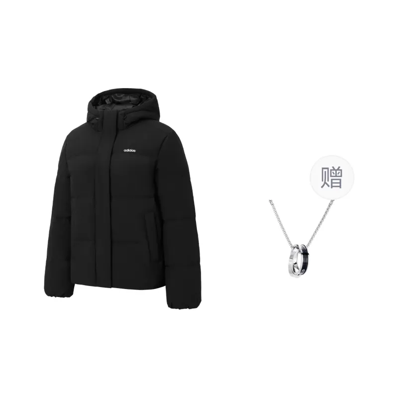 Adidas Down Jacket Women's Black Comes With Necklace-0