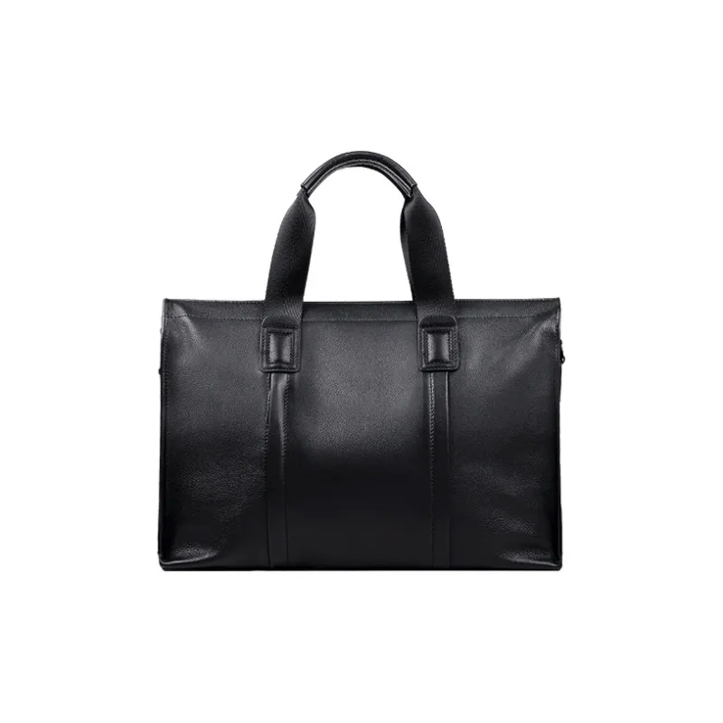 VIHUS Top Grain Cow Leather Portable Briefcase Regular Men's Black-5