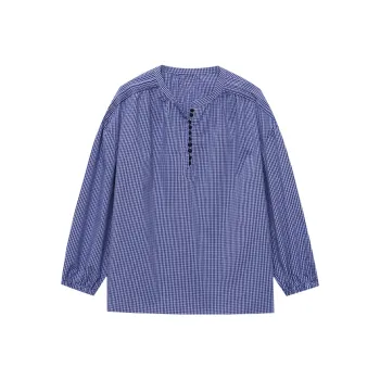 CHARM PICK Shirt Women's Blue Plaid