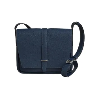 HERMES Steve Light Junior Togo Calfskin Messenger Bag, Shoulder Bag Women's 7K Bleu Abysse Deep Sea Blue