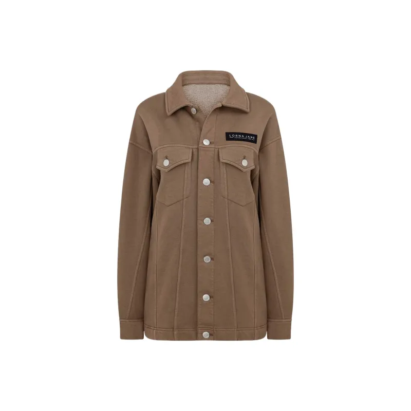 LORNA JANE Daybreak Washed Fleece Shacket Jacket Women's Washable Cedar-0