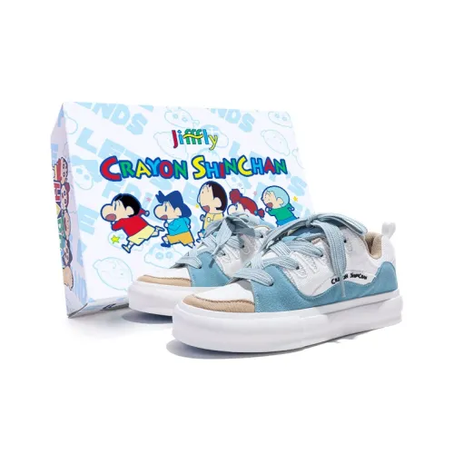SHINCHAN x Jifffly Slip Resistant, Balance, Lightweight Low Top Skateboard Shoes Unisex White Blue Brown
