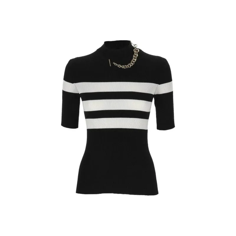 Jean Paul Gaultier High Neck Striped Top-0