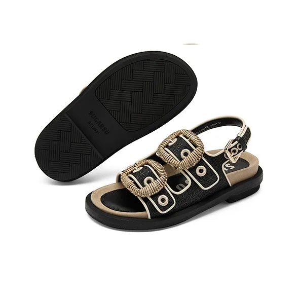 SUGARSU One Strap Sandals Women's Black-4