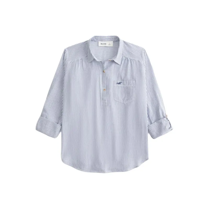 Hollister Shirt Women's Blue Stripes-0