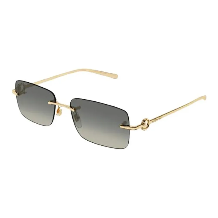 GUCCI Metal Rectangular Sunglasses Men's Gold-0