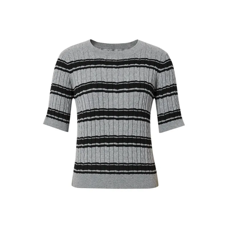 Hopeshow Knitwear Women's Gray Stripes 711-0