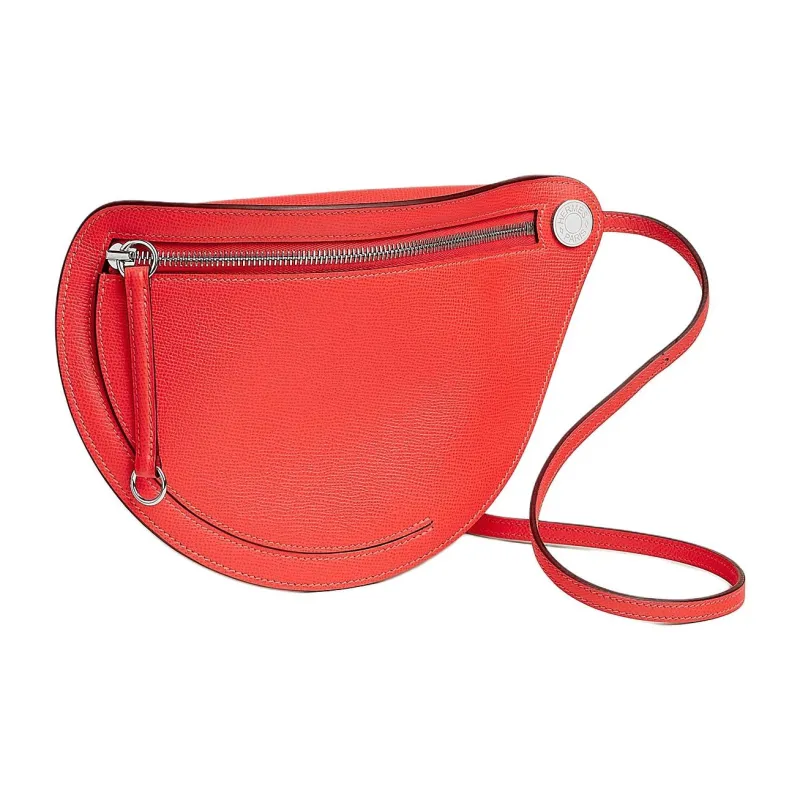 HERMES Petite Course Epsom Calfskin Shoulder Bag Small Size Women's Orange Field-1