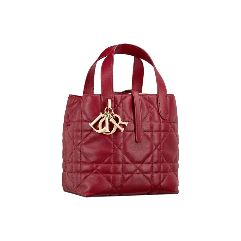 DIOR Toujours Calfskin Tote Bag, Shopping Bag, Shoulder Bag, Handbag Small Size Women's Cherry Red-2