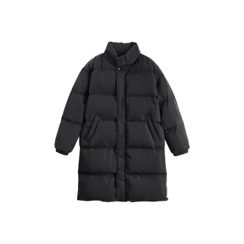 CAMEL Mid Length Turtleneck Stand Collar Water Resistant White Goose Down Down Jacket Women's