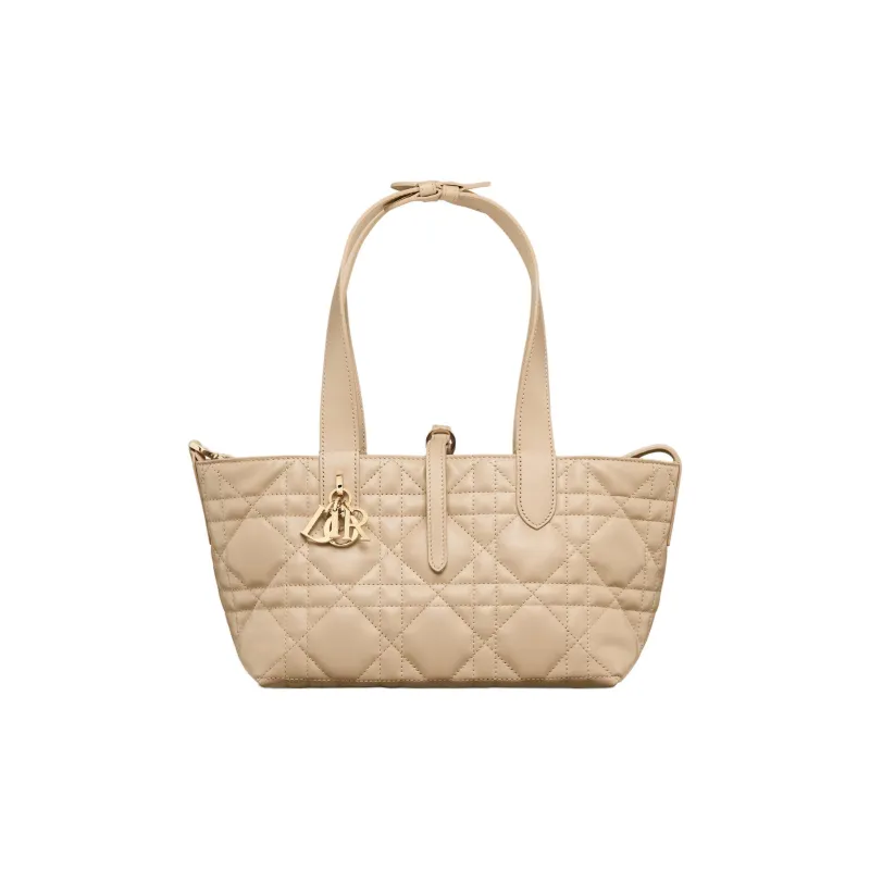 DIOR Toujours Cow Leather Native Handbag Trumpets Women's Rouge Beige-1