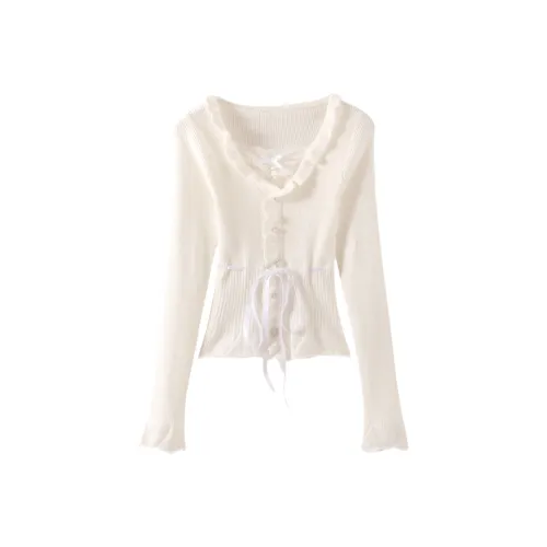 ONEPASS Ruffle Lace Up Knitted Fabric Base Layer Women's