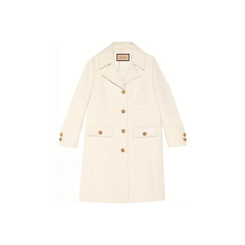 GUCCI Double G Embroidered Button front Coat-0
