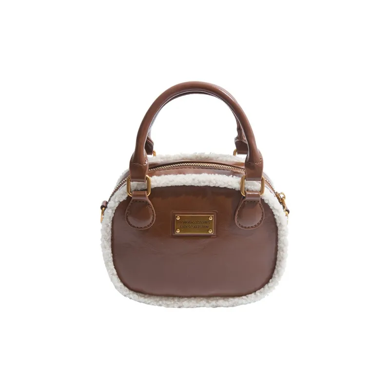 RIVMIND PU Bowling Bag Handbag Women's Black/Coffee/Brown-10