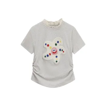 AHDO T Shirts Women's Light Gray