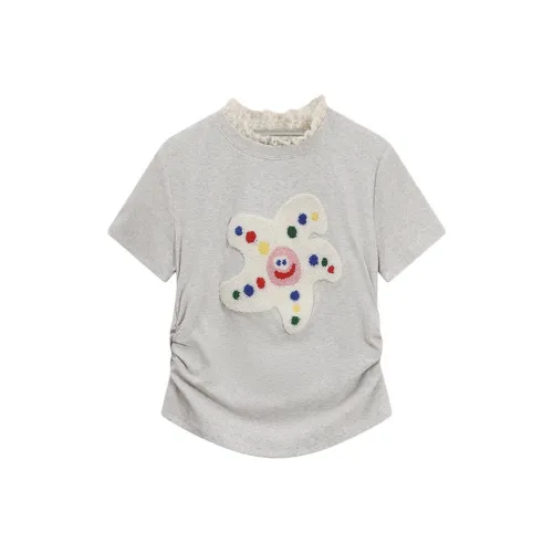 AHDO T Shirts Women's Light Gray