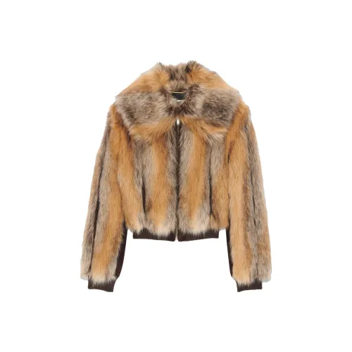 SAINT LAURENT Coats Women's Yellow Brown