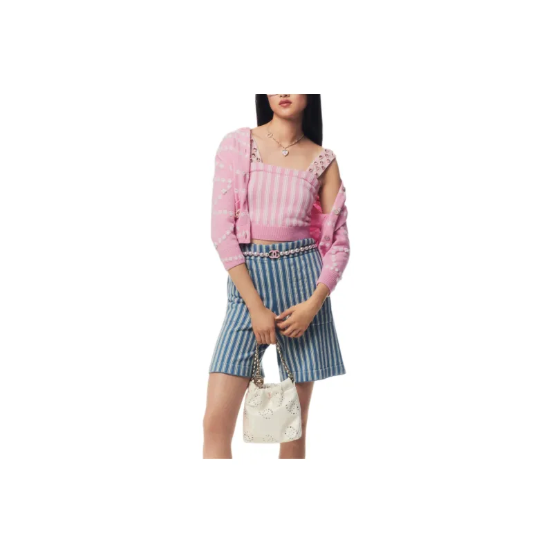 CHANEL 25P Knitwear Women's Light Pink Red White-0
