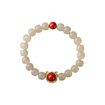 WUMZK Bracelets Pale Greenish White Jade Unisex