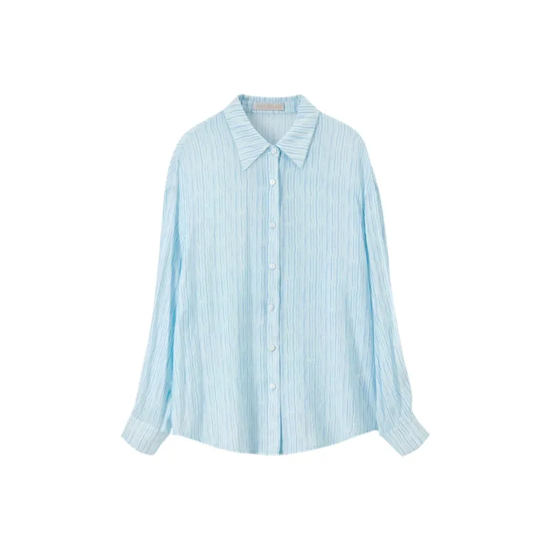 SENTUBILA Shirt Women's Light Blue Stripes-0