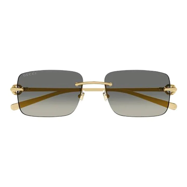 GUCCI Metal Rectangular Sunglasses Men's Gold-1
